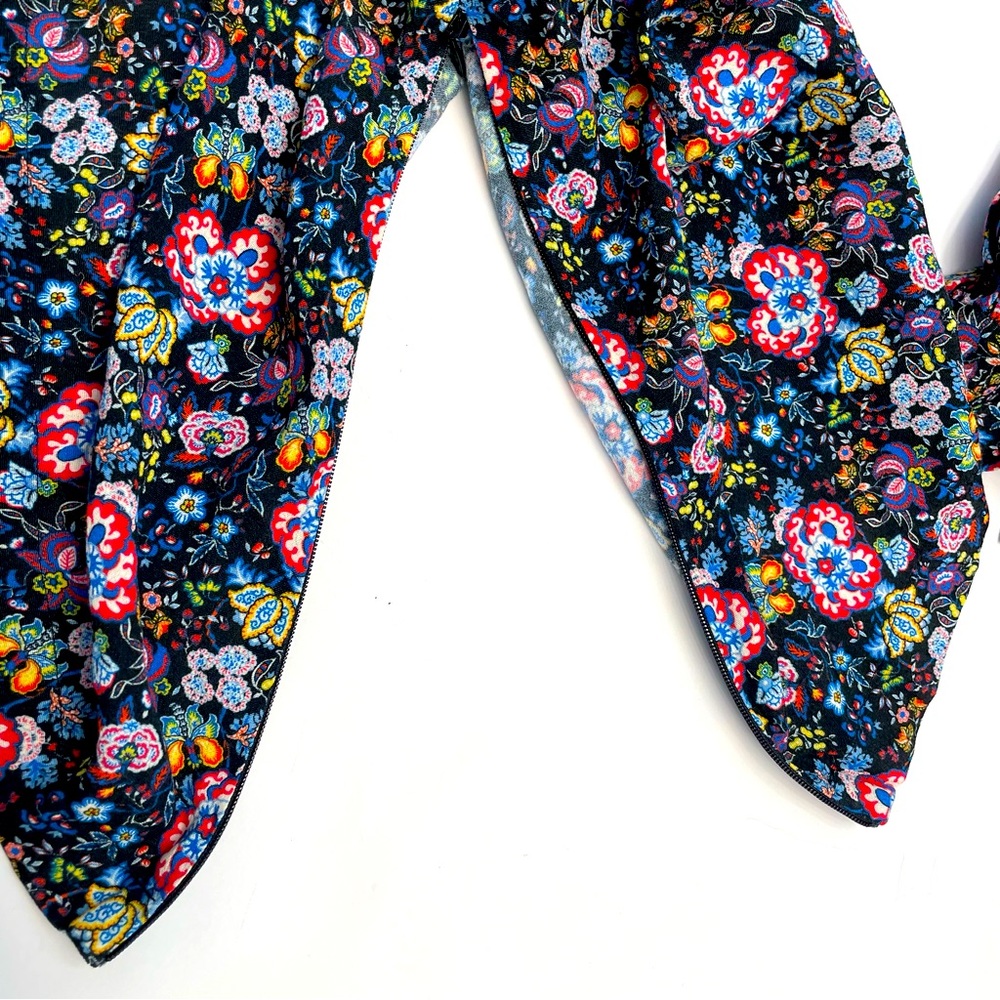 Frame XS Single Sleeve & Shoulder Blue Floral Print Top - Picture 8 of 15